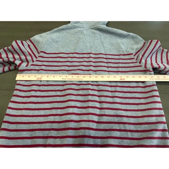 Brooks Brothers 1818 Mens Large Grey Red Striped Full Zip Hoodie Sweatshirt - Picture 7 of 8